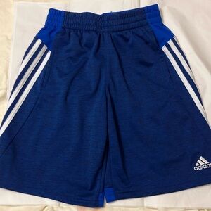 NWOT Adidas boys 10-12 Blue/white athletic shorts w/ drawstring & Front pockets